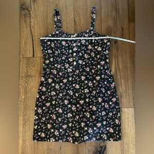 Black Floral Denim Dress